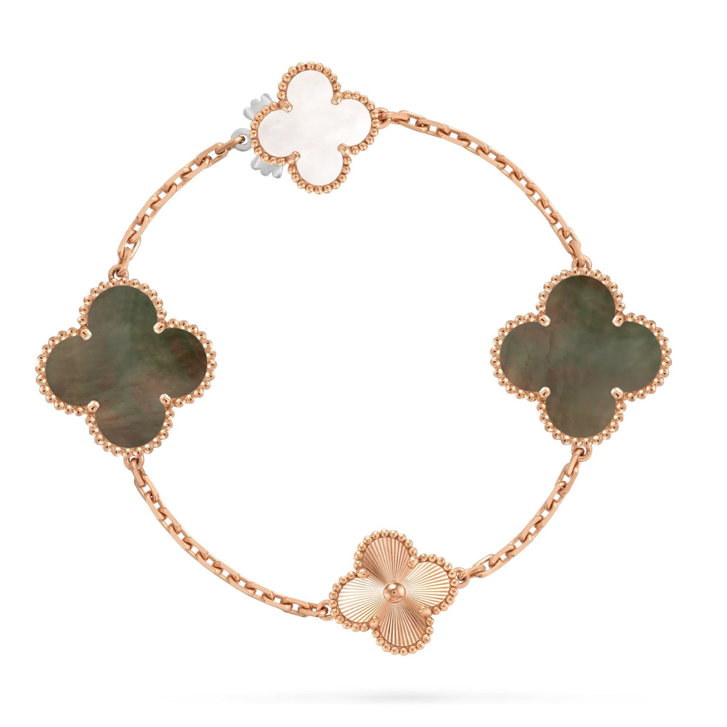 DETACHABLE CLOVER 15(11+4) FLOWER ROSE GOLD NECKLACE SET