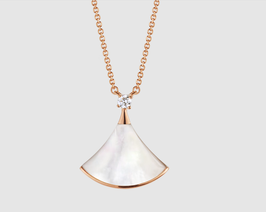 DIANA DREAM NECKLACE WHITE MOP PINK GOLD 1 DIAMOND