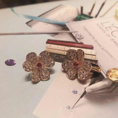 BOUCLES D'OREILLES DIANA FRIVOLE EN OR ROSE ET DIAMANTS