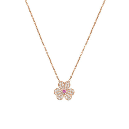 Collier en or rose et diamants avec fleur Diana Frivole