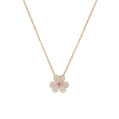 DIANA FRIVOLE ROSE GOLD FLOWER DIAMOND NECKLACE