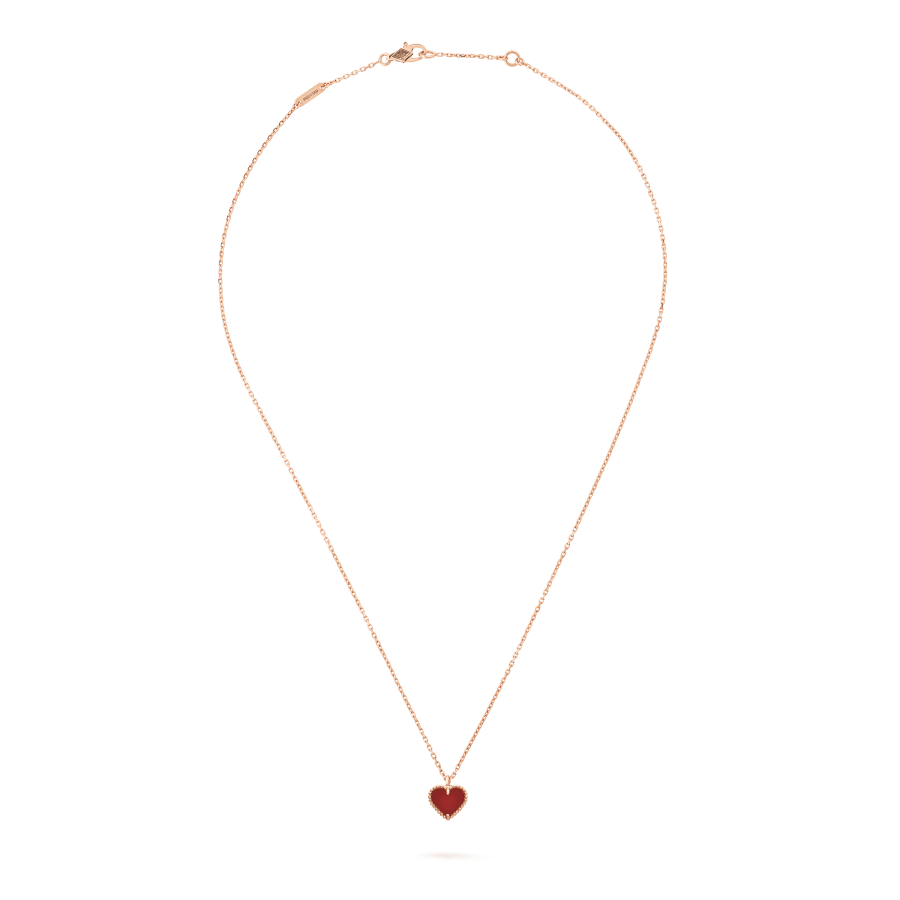Collier cœur en cornaline et trèfle DIANA