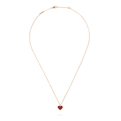 Collier cœur en cornaline et trèfle DIANA
