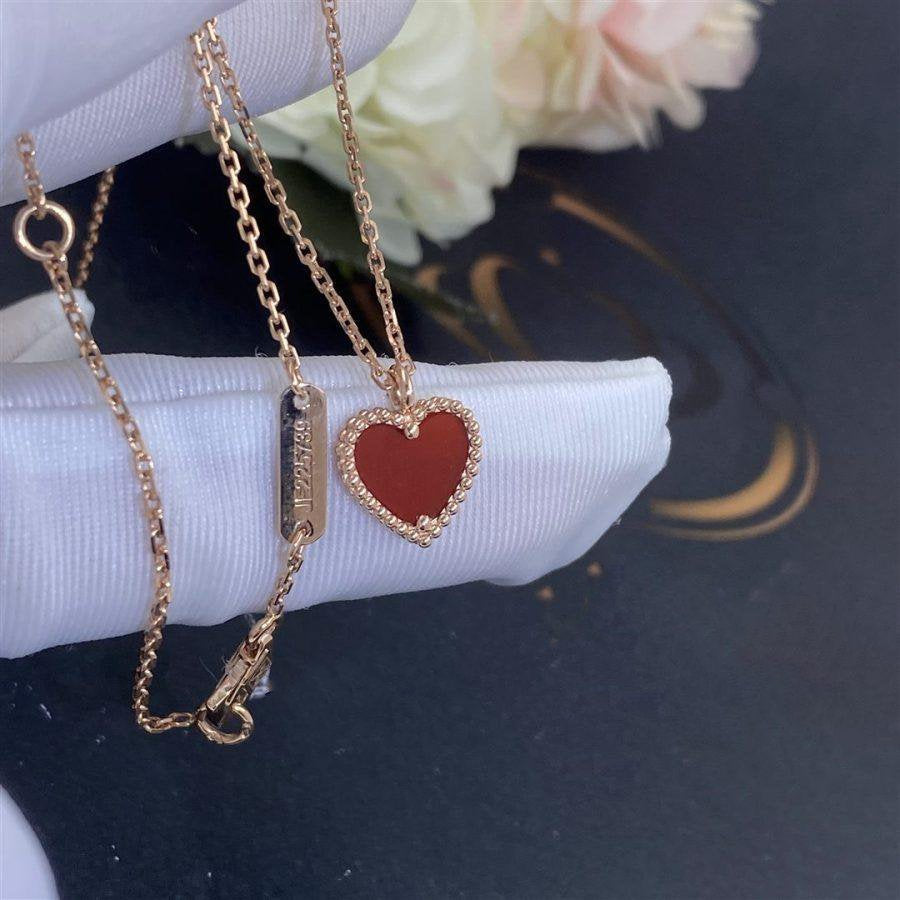 Collier cœur en cornaline et trèfle DIANA