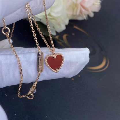 Collier cœur en cornaline et trèfle DIANA