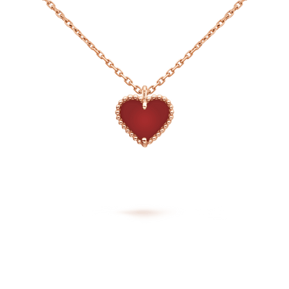Collier cœur en cornaline et trèfle DIANA