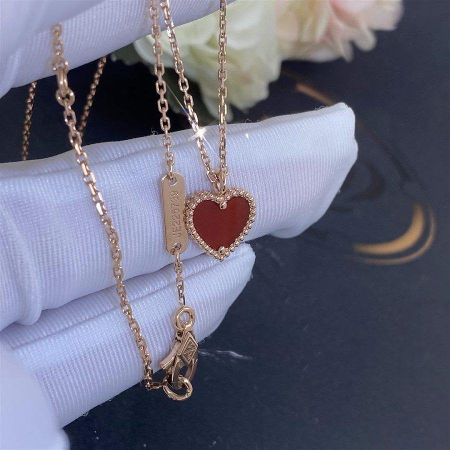 Collier cœur en cornaline et trèfle DIANA