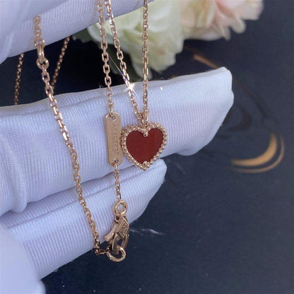 Collier cœur en cornaline et trèfle DIANA