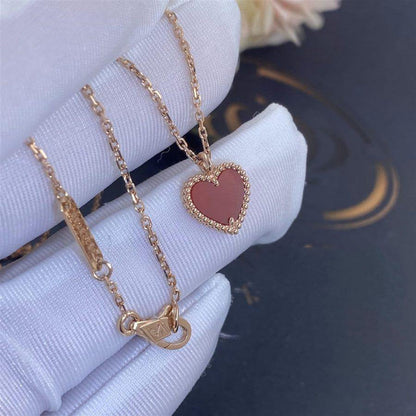 Collier cœur en cornaline et trèfle DIANA