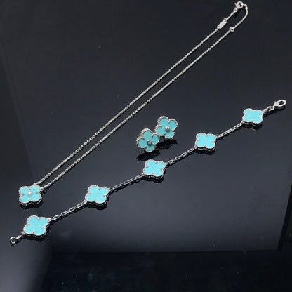 DIANA CLOVER 1 DIAMOND BLUE SKY SILVER EARRINGS