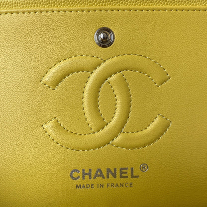 Medium Classic Flap Bag 23cm Yellow Caviar Silver Hardware