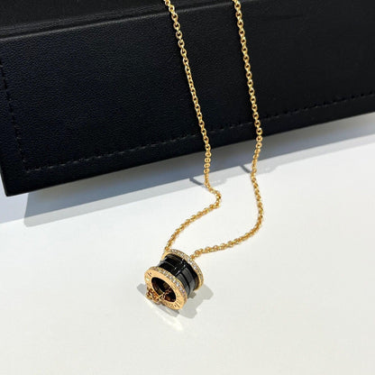DIANA ZERO 1 BLACK CERAMIC DIAMOND PINK GOLD NECKLACE